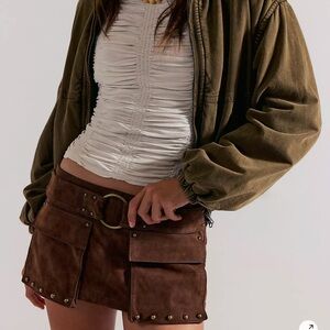 NWT free people We The Free Micro Mini Suede Cargo Skort